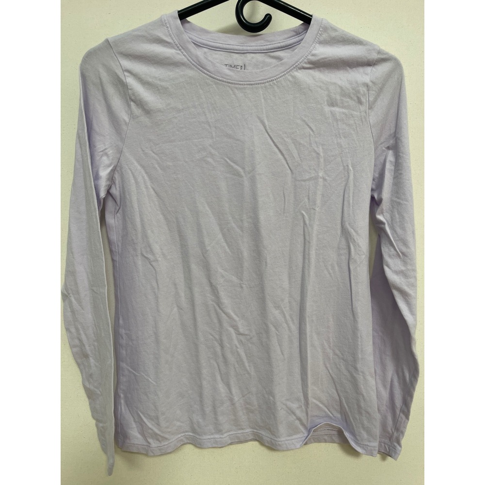 Time and Tru Womens Long Sleeve Crew Neck T-Shirt Lavender Purple XS 0-2